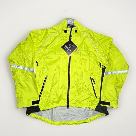 Showers Pass Cycling Jacket Men’s XL Hi Viz Reflective Nylon Rain Shell Bikewear